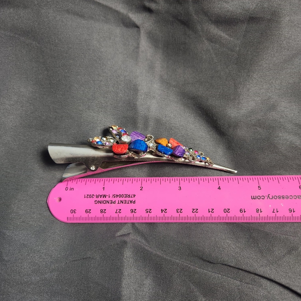 Vibrant Multicolor Gemstone Hair Clip